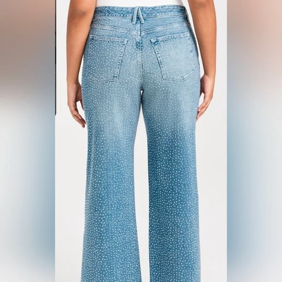 SOLD‼️NWT Good American Good '90s Relaxed Rhinestone Jeans - Picture 3 of 8